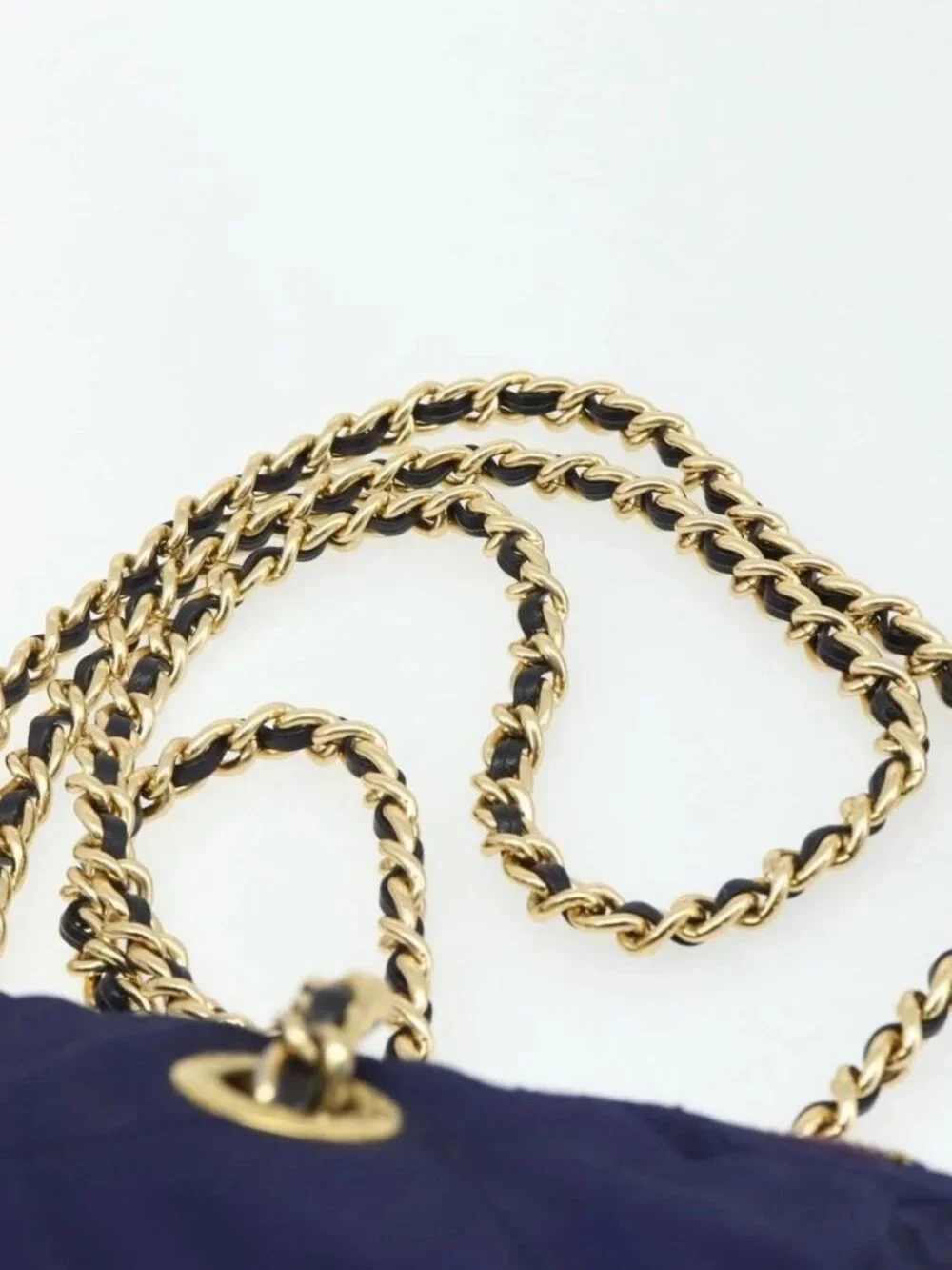 PRADA Chain Shoulder Bag Nylon Purple Gold Auth yk20261